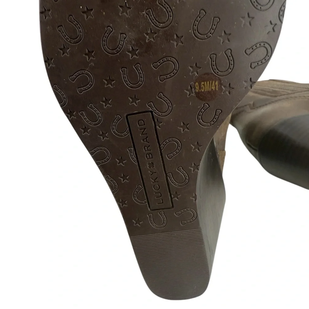 Lucky Brand Wilano Brown Distressed Suede Slip On Wedge NWOB Size 10